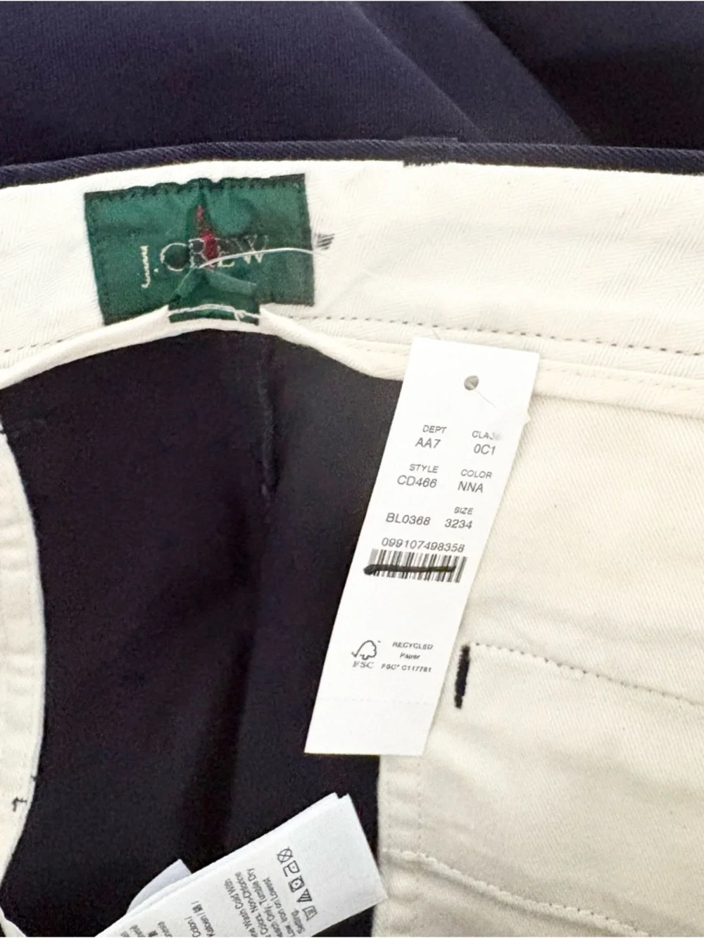 NWT J. Crew Broken-in Straight Chino Pant Newport Navy